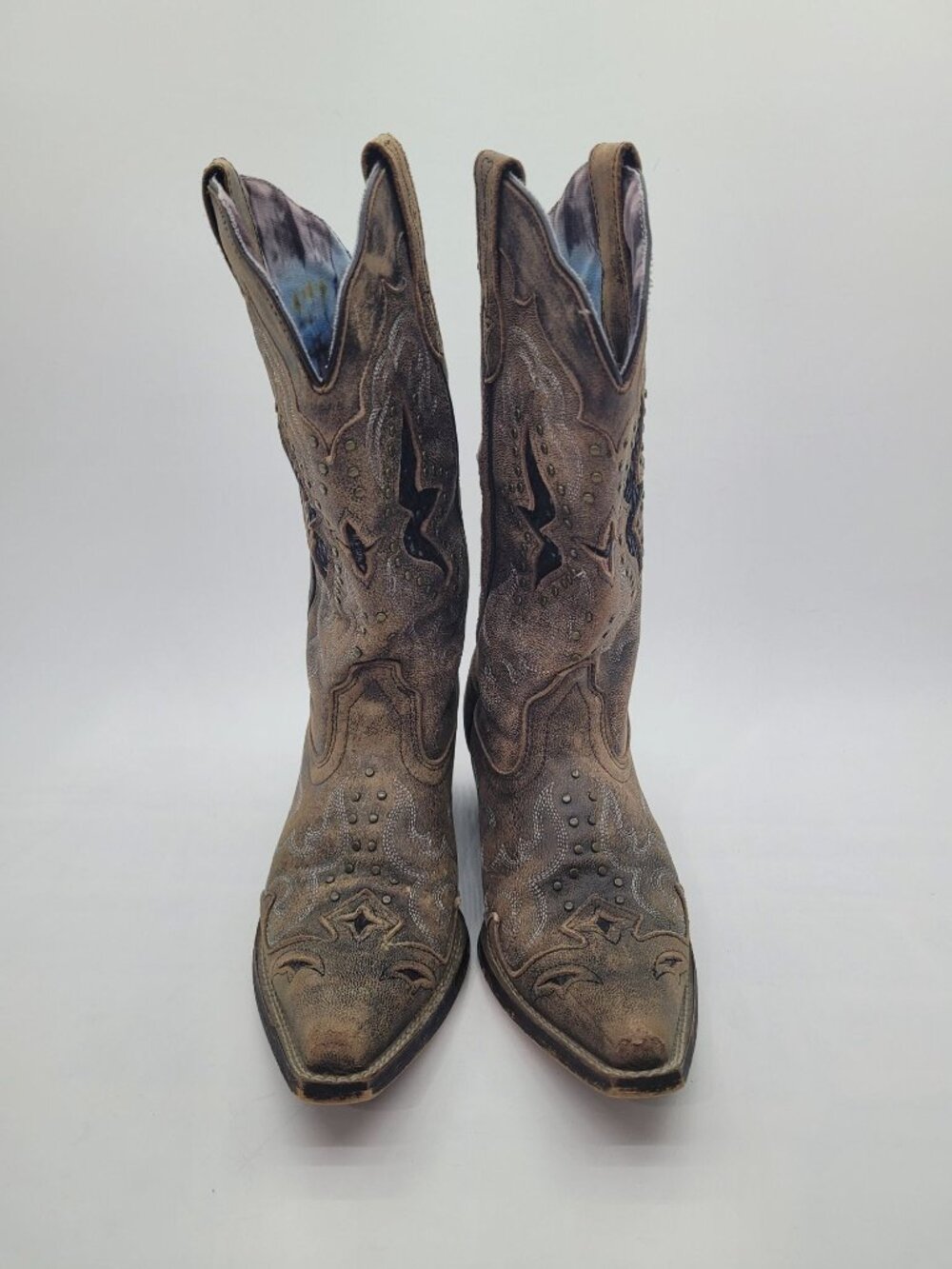 Laredo Lucretia Studded Snake Inlay Snip Toes Western Boots Women's Size 7 - Picture 2 of 9